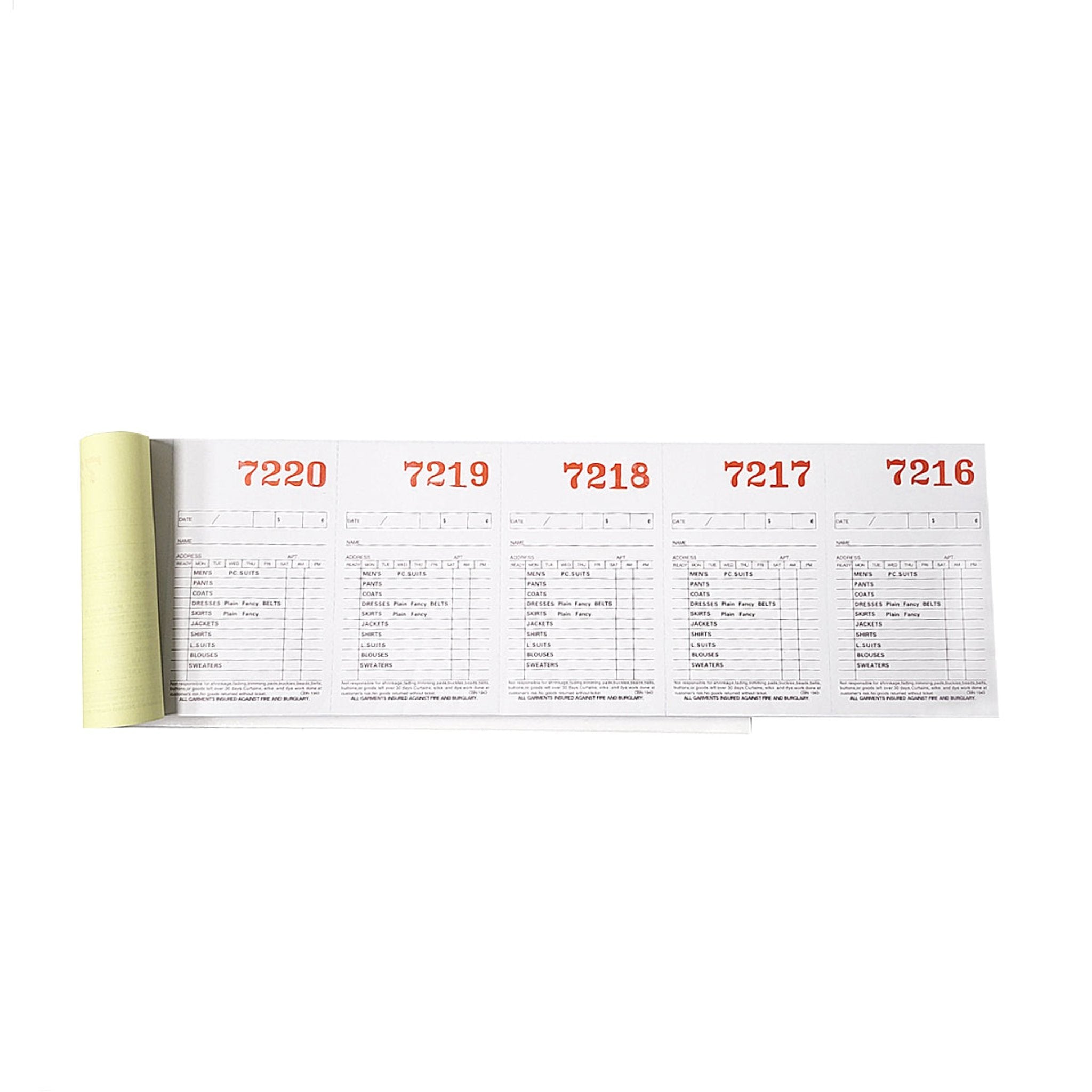 Counter Book Dry Clean 400 Invoices / Book